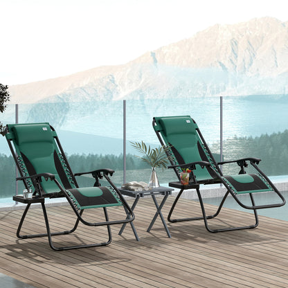 Zero Gravity Lounger Chair Set of 2, Folding Reclining Patio Chair with Padded Seat, Cup Holder