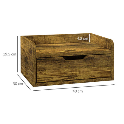 Floating Nightstands Set of 2, Wall Mounted Bedside Table with Drawer for Bedroom, Rustic Brown