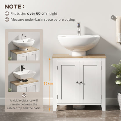 Under Sink Cabinet, Bathroom Sink Cabinet with 2 Doors, Pedestal Under Sink Design, Freestanding Bathroom Cupboard