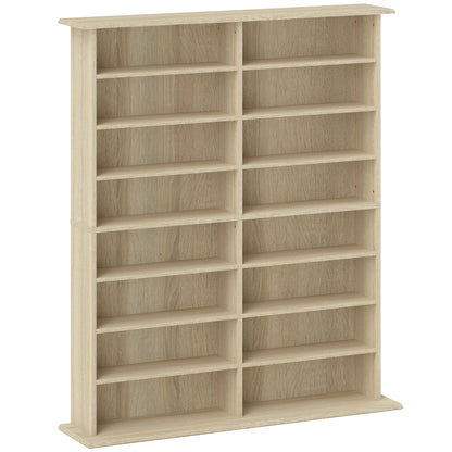 16-Compartment Media Shelf - Nature Wood Finish