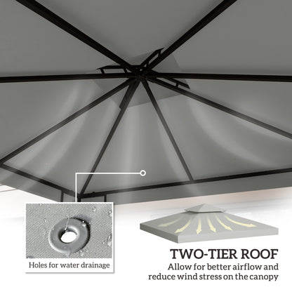 3(m) Gazebo Top Cover Double Tier Canopy Replacement Pavilion Roof Light Grey