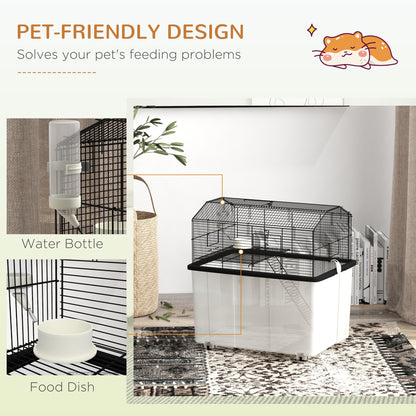 Two-Tier Gerbil Cage, Hamster Cage for Dwarf Hamster w/ Wheels, Deep Bottom, Food Dish, Water Bottle