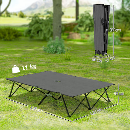 Double Camping Cot Bed, with Bag - Charcoal Grey