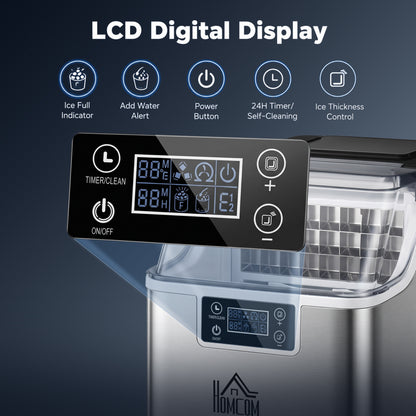 3.2L Compact Ice Machine, with LCD Screen and Accessories - Silver-Tone