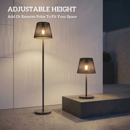 Outdoor Solar Floor Lamp, Adjustable Height Rechargeable Floor Lamp IP44 Waterproof