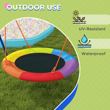 Metal Kids Swing Set Nest Swing Seat with A-Frame Structure for Outdoor Use - Multicoloured