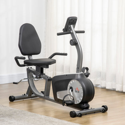 Exercise Bike with LCD Display, Stationary Bike with Quiet 8-Level Magnetic Resistance, Adjustable Seat and Backrest