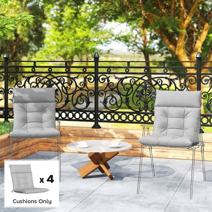 Patio Chair Cushions Set of 4, Waterproof Non-Slip Lounge Chair Cushions, 112x53cm, Light Grey