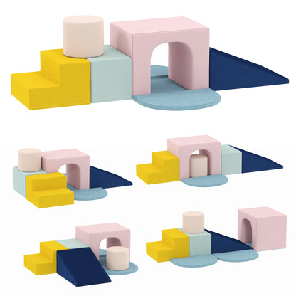 8-Piece Foam Play Blocks for Kids, Soft Motor Skill Blocks with Washable Velvet Covers, Indoor Climbing Set, Multicolor