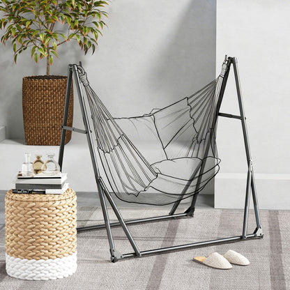Foldable Hammock Stand, Portable Hammock with Metal Frame, 2 in 1 Hammock Net Stand, Hammock Chair Stand with Carry Bag