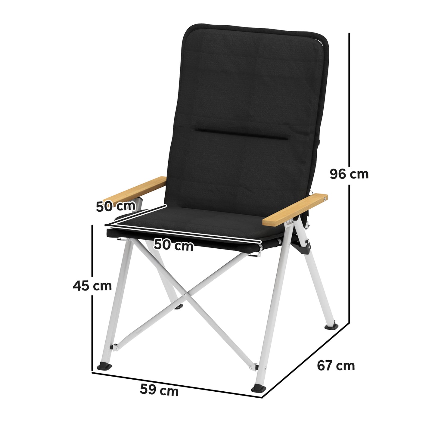 Portable Camping Chair for Adults, High Back Folding Chair with Padded Seat and Carry Bag, Outdoor Recliner for Hiking