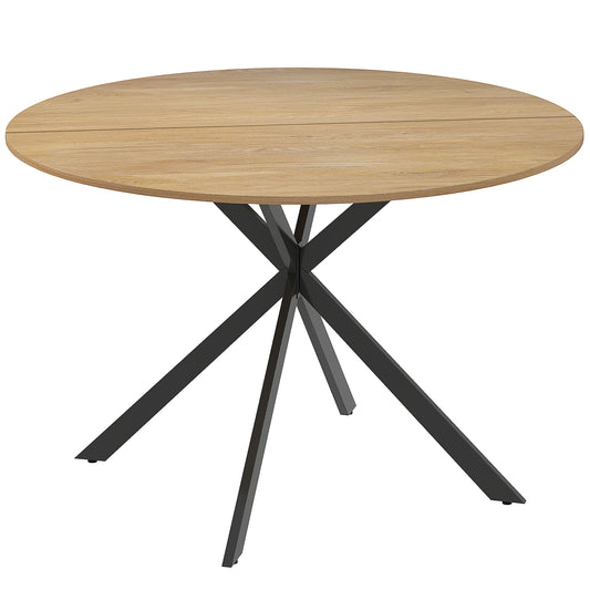 Dining Table for 4, 120 cm Industrial Kitchen Table with Wood Effect Tabletop and Steel Legs, Oak