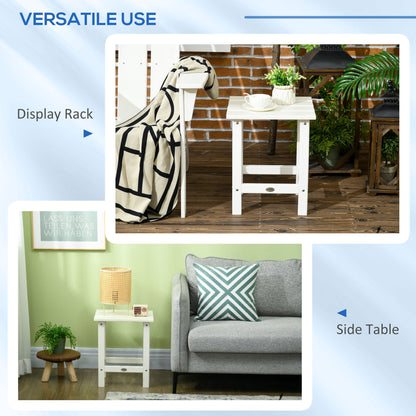 Square Coffee Table, HDPE Tabletop and Frame for Porch, Garden, Side Table, 38 x 38 x 46 cm, White