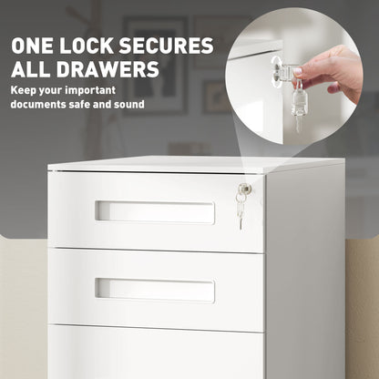 Three-Drawer Steel Filing Cabinet - White