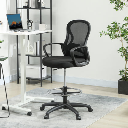 Drafting Chair with Adjustable Footrest, Ergonomic Mesh Office Chair with Lumbar Support
