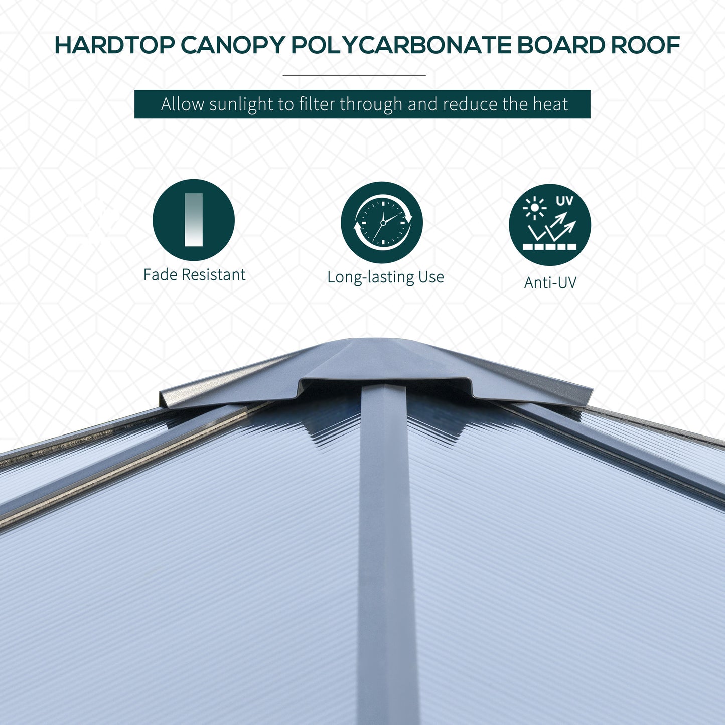 3 x 3(m) Hardtop Gazebo Canopy with Polycarbonate Roof, Aluminium Frame, Permanent Pavilion Garden Gazebo