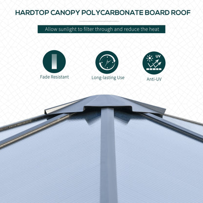 3 x 3(m) Hardtop Gazebo Canopy with Polycarbonate Roof, Aluminium Frame, Permanent Pavilion Garden Gazebo