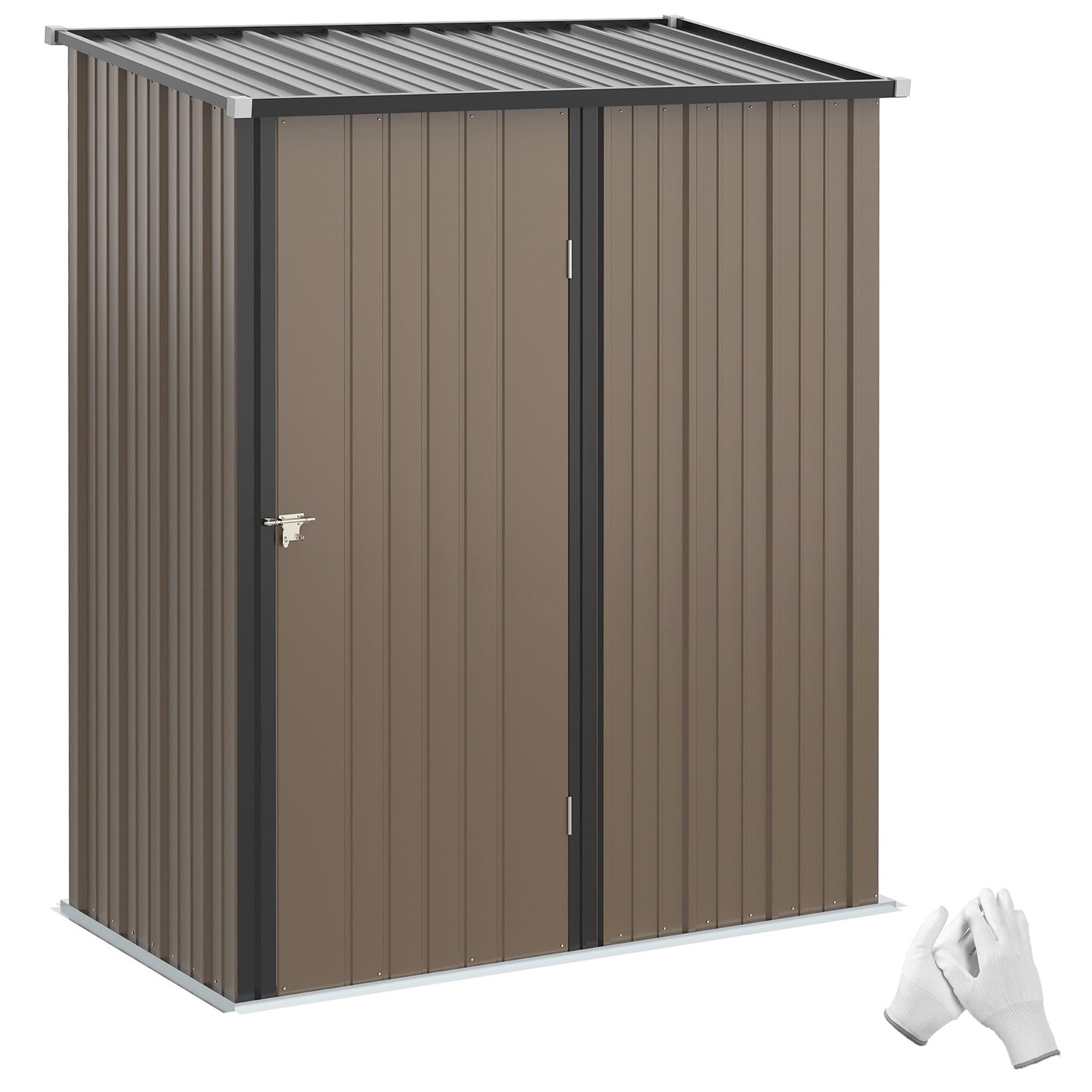 5.3 x 3.1ft Corrugated Steel Garden Shed - Brown