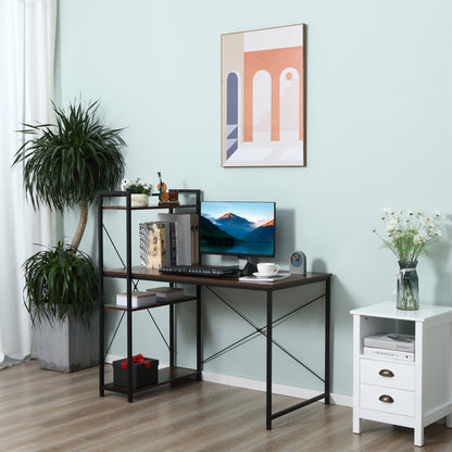 Reversible Computer Desk with Storage Shelves on Left or Right, Industrial Reversible Writing Desk for Home Office, Study