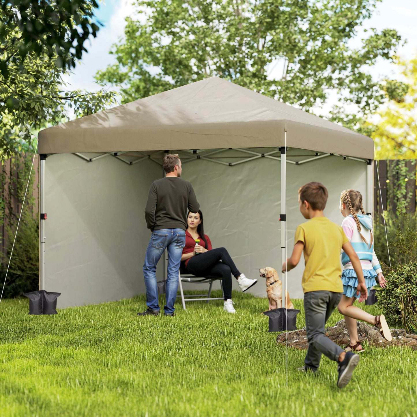 3 x 3 (M) Pop Up Gazebo, UPF 30+ with 2 Sidewalls, Leg Weight Bags and Wheeled Bag
