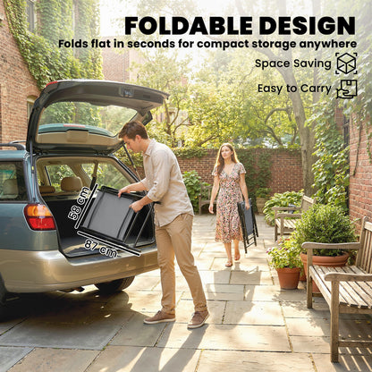 Folding Garden Chairs Set of 2, Foldable Garden Dining Chairs with High Back, Armrests, Texteline Seat, Light Grey