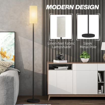 Floor Lamp for Living Room, Modern Standing Lamp with Linen Shade & Foot Switch, Minimalist Tall Pole Lampshade for Bedroom