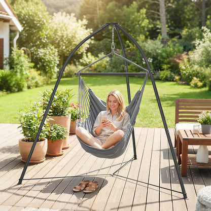 Hammock Stand for Hanging Chair Adjustable Height Tripod Hammock Chair Stand Only with Chain, 150 kg Capacity, Black
