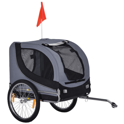 Steel Dog Bike Trailer Pet Cart Carrier for Bicycle Kit Weather Resistant w/ Hitch Coupler Travel Grey and Black