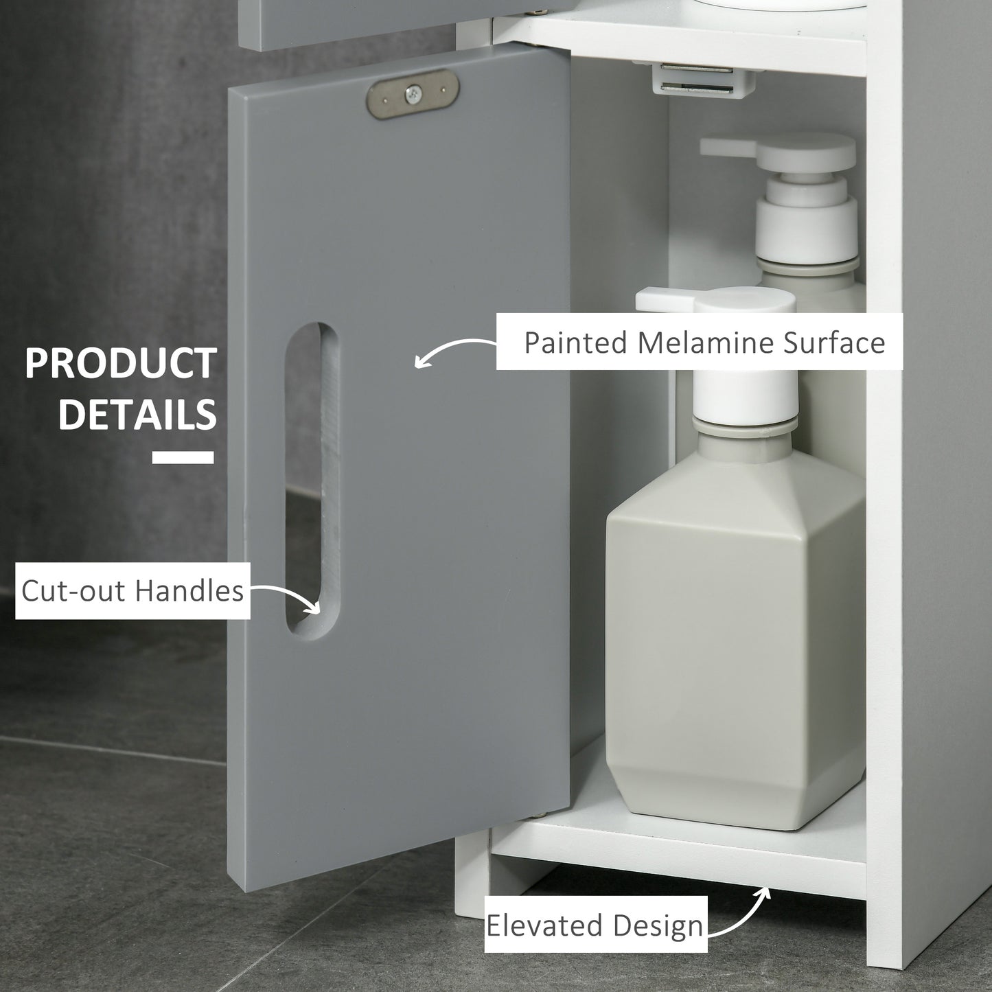 Modern Bathroom Storage Cabinet, Freestanding Tall Bathroom Cabinet with Open Shelves and 3 Cupboards with Door