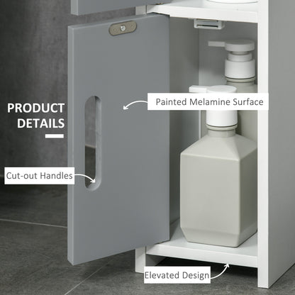 Modern Bathroom Storage Cabinet, Freestanding Tall Bathroom Cabinet with Open Shelves and 3 Cupboards with Door