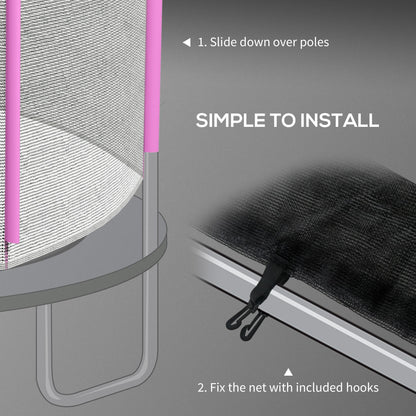 8ft Trampoline Net Replacement with 6 Plastic Pole Covers, Weather-Resistant Trampoline Netting Replacement