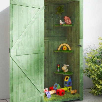 Small Shed, Tall Slim Wooden Garden Shed with 3 Removable Shelves and Roof Hatch