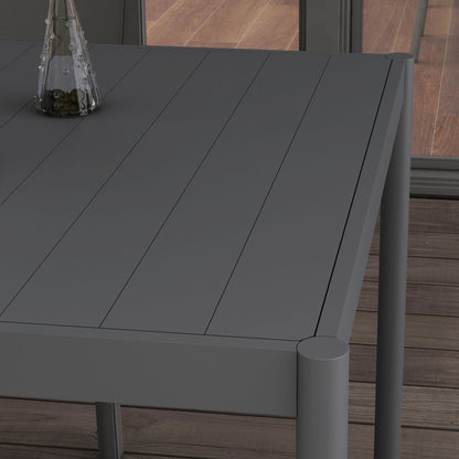 Six-Seater Outdoor Table with Slatted Aluminium Top and Steel Legs