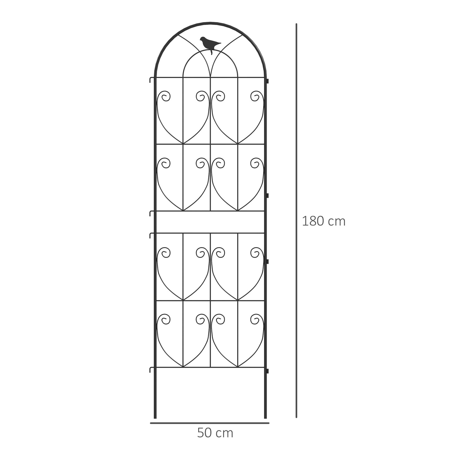 Set of 2 Garden Trellis, Metal Fence Panels for Climbing Outdoor Plants, Flowers, 180 x 50cm