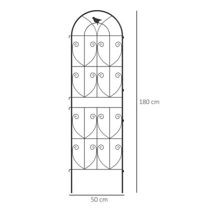 Set of 2 Garden Trellis, Metal Fence Panels for Climbing Outdoor Plants, Flowers, 180 x 50cm