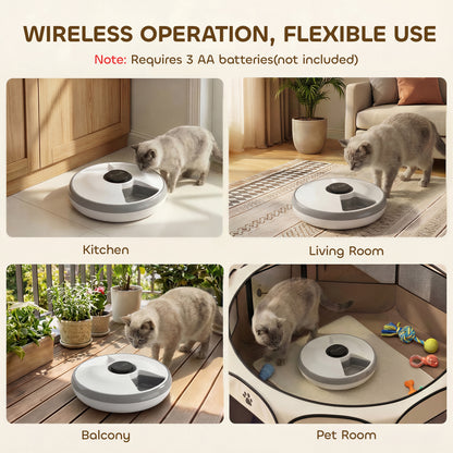 Automatic Cat Feeder Programmable Timer for Dry Wet Food Cat Food Dispenser with Ice Pack for 6 Meals