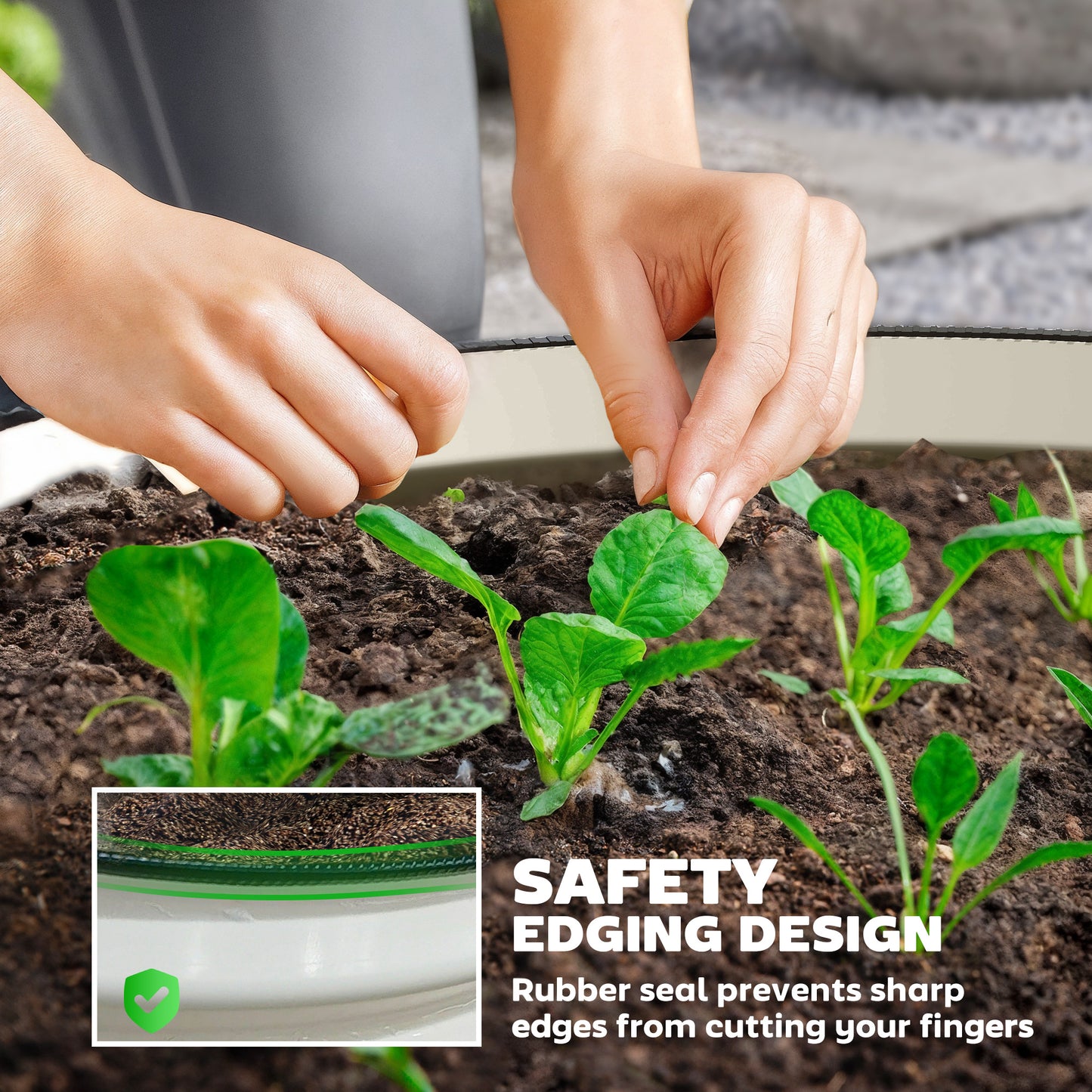 Set of 2 Raised Garden Bed, Metal Planter Box with Safety Edging, Easy-to-assemble Stock Tank, Cream White