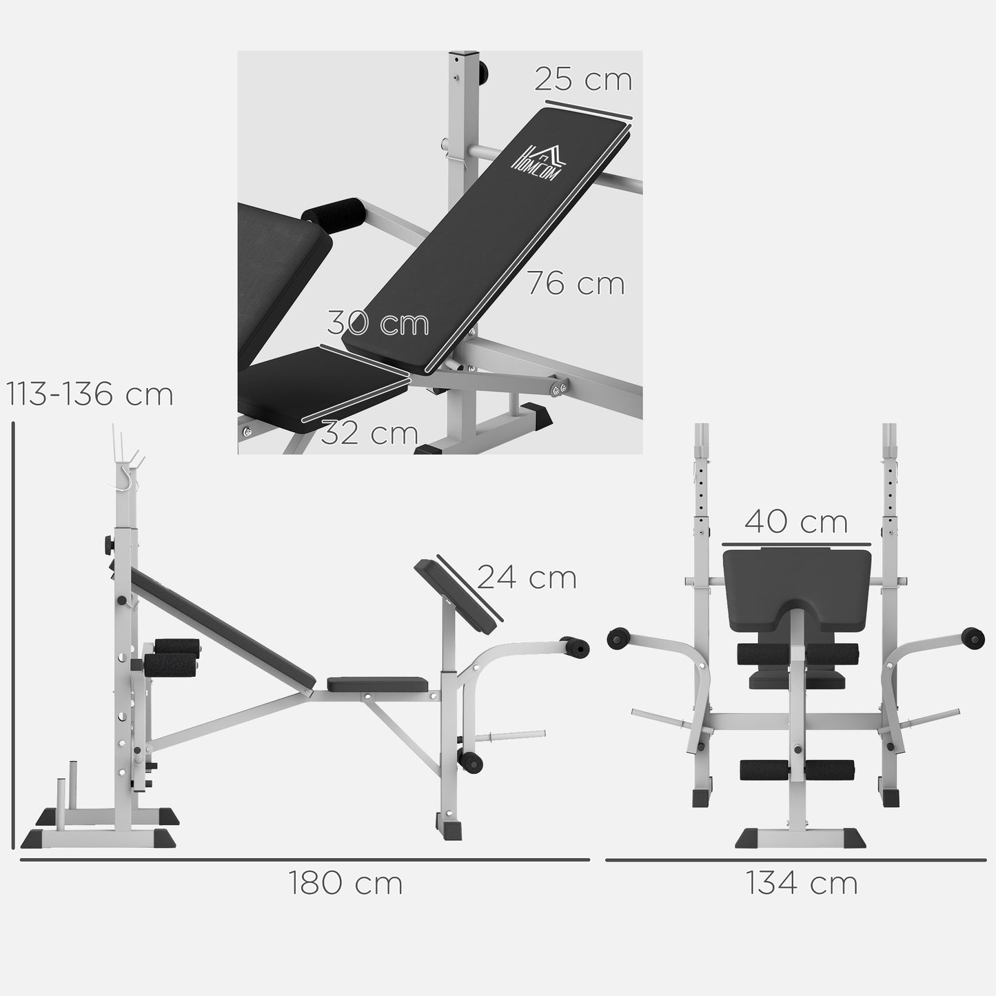 Adjustable Weight Bench with Squat Rack, Heavy Duty Bench Press Rack with Preacher Curl Pad, Leg Developer, Barbell Rack