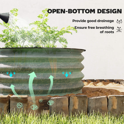 Set of 2 Raised Garden Bed, Metal Planter Box with Safety Edging, Easy-to-assemble Stock Tank, Green