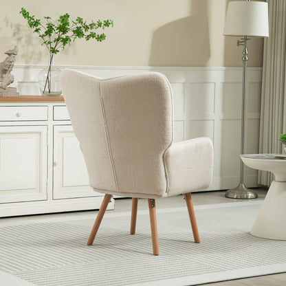 Modern Accent Chair, Upholstered High Back Armchair with Tufted Wingback, Seat Padding