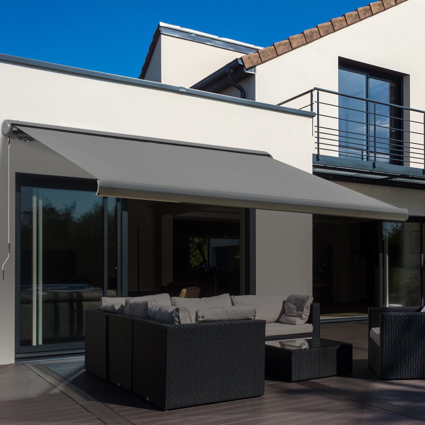 3 x 2.5m Electric Awning with Remote Controller, Aluminium Frame DIY Retractable Awning