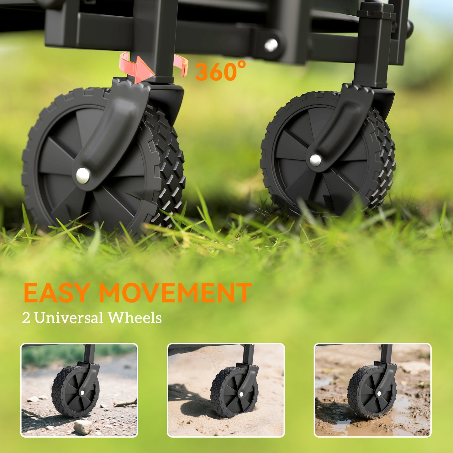 62L Festival Trolley on Wheels, Portable Small Folding Trolley Cart