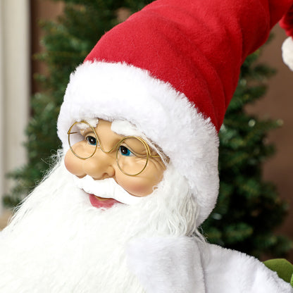 Life Size Santa Claus Christmas Decoration, Voice-Activated with Twinkling LED Lights, Red