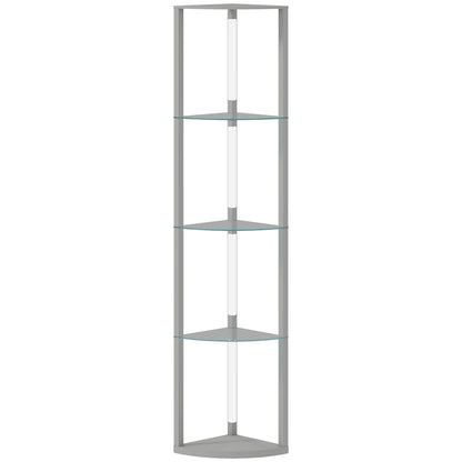 LED Floor Lamp with Shelves, Dimmable Standing Lamp with Foot Switch for Living Room, Bedroom, Grey