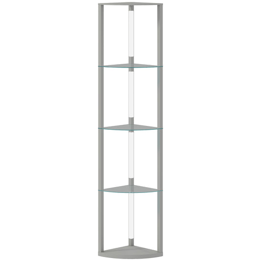 LED Floor Lamp with Shelves, Dimmable Standing Lamp with Foot Switch for Living Room, Bedroom, Grey