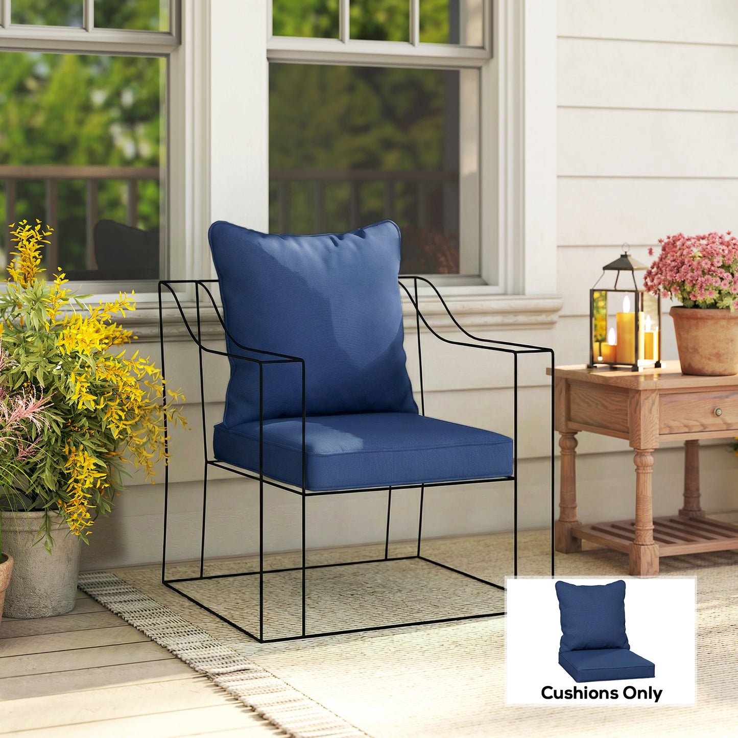 Seat and Back Padded Cushion Set, CUSHION ONLY - Dark Blue
