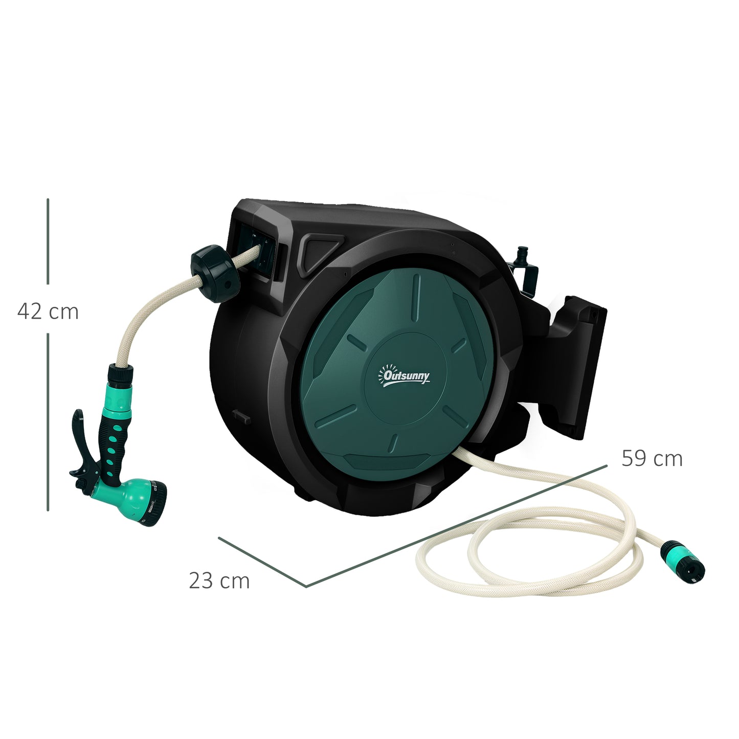 Retractable Hose Reel Wall Mounted, 30+2m Garden Hose Pipe Reel with Lock, Auto Rewind, 7 in 1 Spray Nozzle