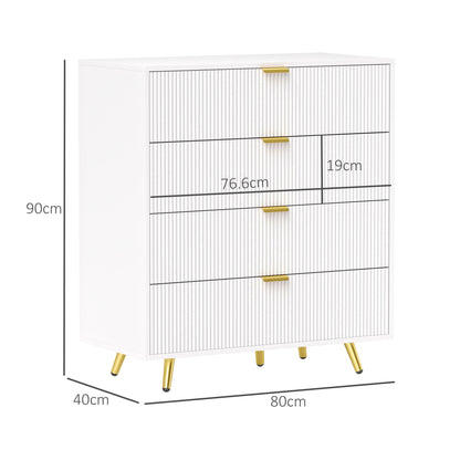 Elegant Four-Drawer Bedside Table - White