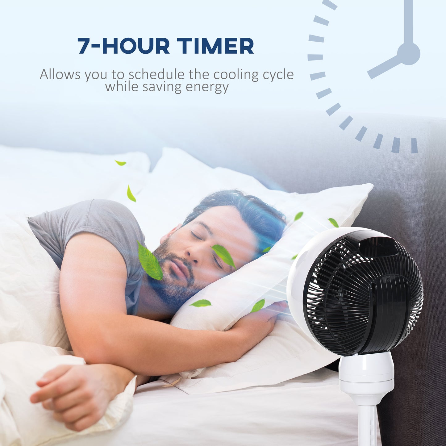 9'' Air Circulator Fan 3 Speed 3 Mode, 70° Oscillation 90° Vertical Tilt, Height Adjustable, Remote Controller