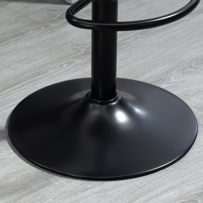 Adjustable Bar Stools Set of 2, Swivel PU Leather Barstools with Backrest & Footrest, Black